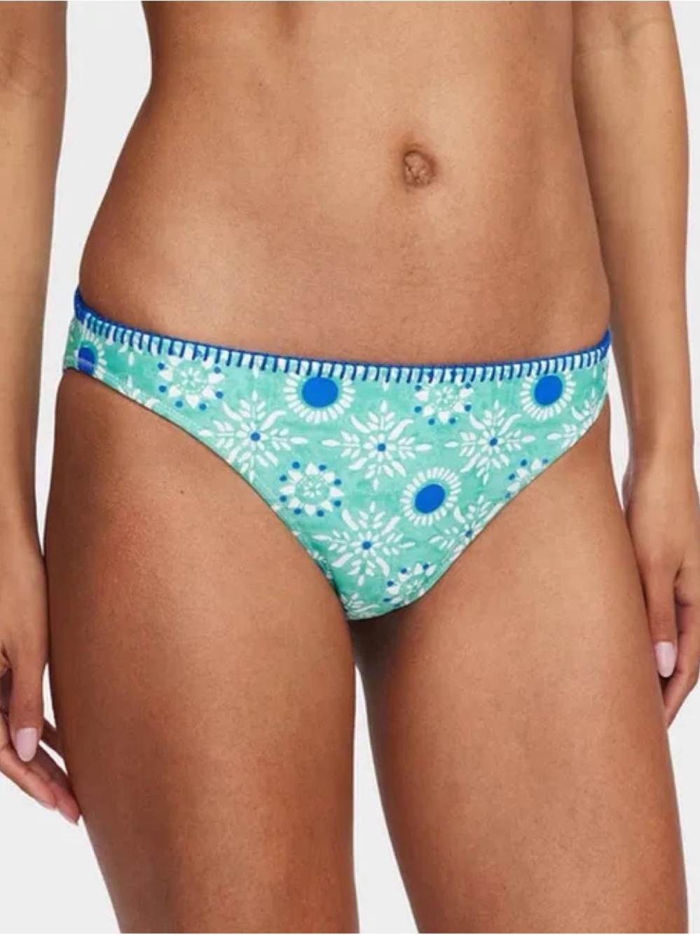 Roller Rabbit x Target Reversible Floral Stripe Bikini Bottom in Aqua and Blue S